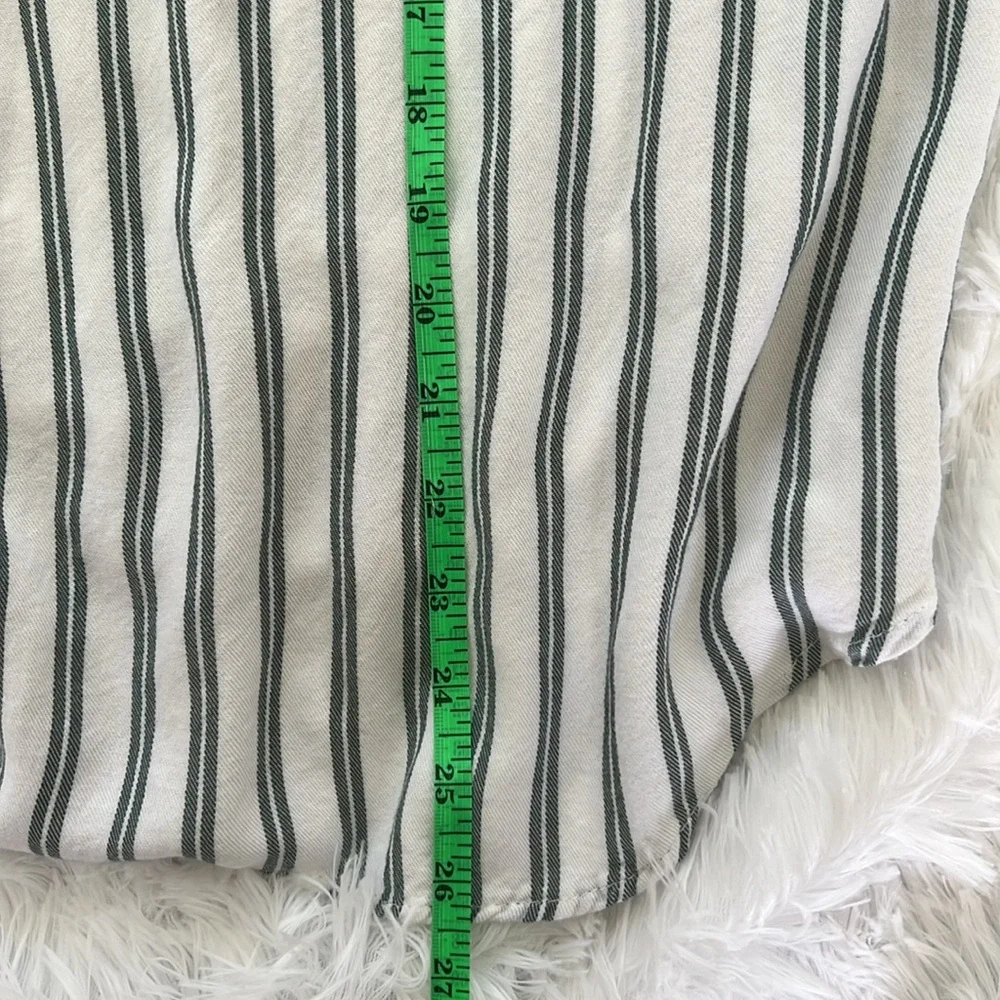Isabel Maternity by Ingrid & Isabel Green and White Striped Tie Shirt Sz xs